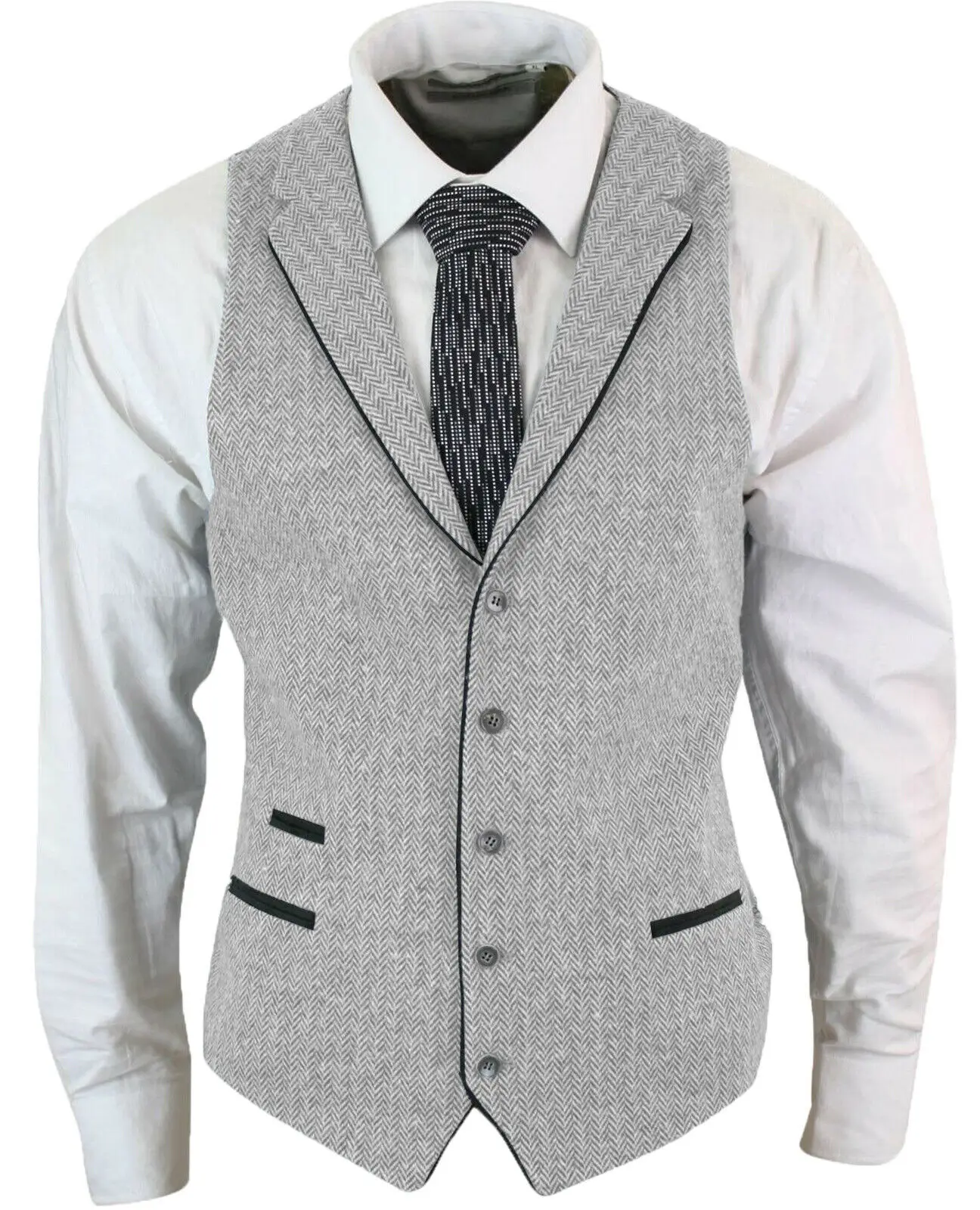 Men's Herringbone Vest, Sleeveless Jacket, Single Breasted, Casual Waistcoat, Wedding Party Gilets, Slim Fit, Steampunk
