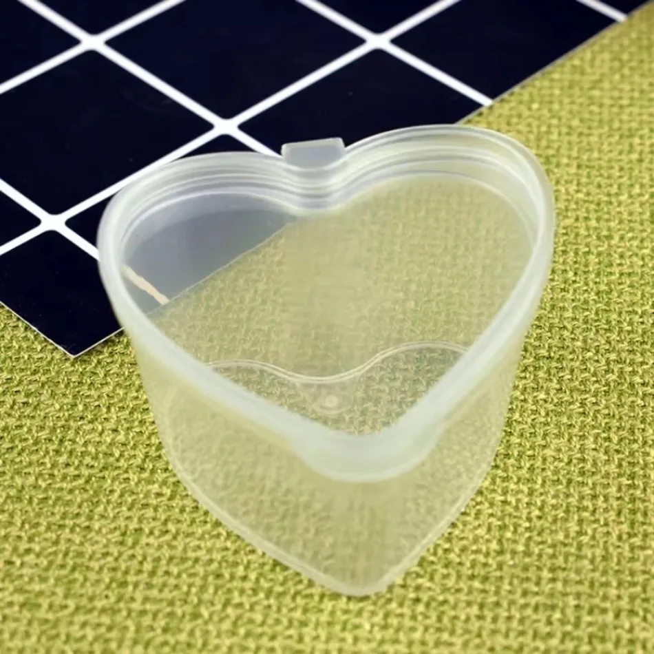 10Pcs Love Heart Shaped 45ml Transparent Packaging Box With Lids DIY Slime Pudding Sealed Plastic PP Storage Box