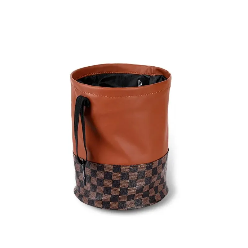 Car Trash Can Multi Functional Retractable Foldable Leather Storage Box