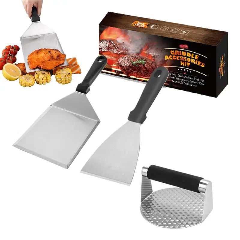 Smashed Burger Kit Heavy Duty Grill Spatula Stainless Steel Smash Burger Press Non-Stick Hamburger Press For Professional Home