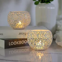Retro Candle Holder Electroplating Metal Iron Ball Candlestick Creative Hollow Out Candle Cup Party Wedding Home Desktop Decor 4
