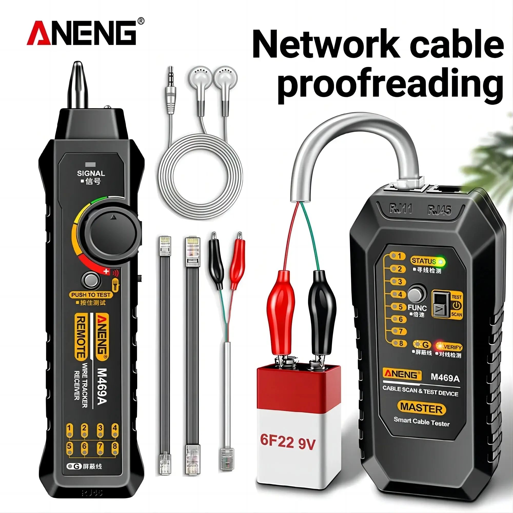 Network Cable Tester ANENG M469A Smart RJ45 RJ11 LAN Cable Tester Finder Wire Tracker Receiver Network Repair Electrical Tool