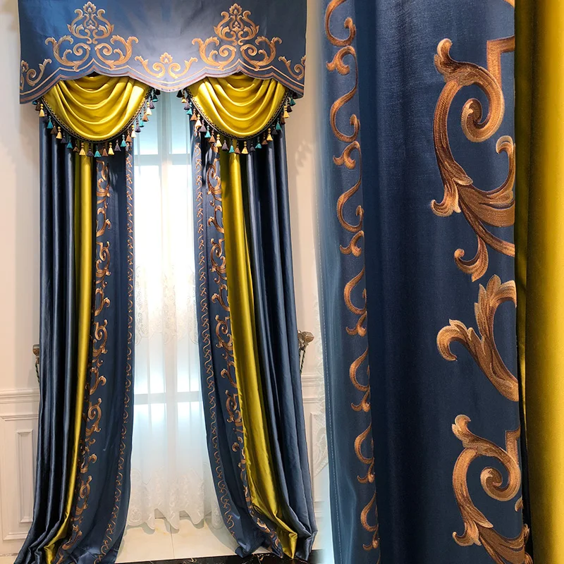 Шениль в европейском стиле тканевая занавеска с вышивкой аппликацией для