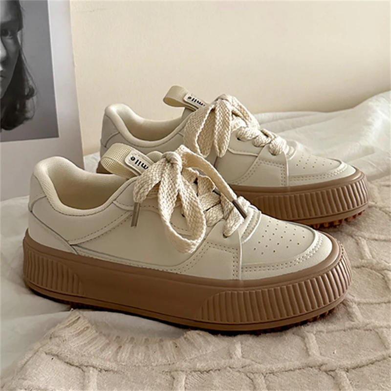 

Кроссовки женские на платформе, Вулканизированная подошва, на шнуровке, дышащие спортивные, массивная Брендовая обувь, весна-осень