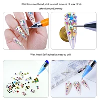 Rhinestone Applicator Picker Wax Pencil Pen for Nail Art Decorations,Gem Picker Tool Waxpen 2