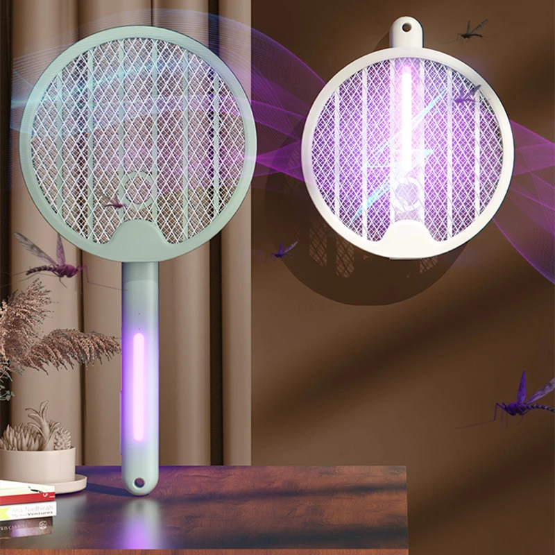 

USB Mosquito-killer Racket Rechargeable Foldable Electric Shock Bug Zapper Kills Mosquito Led Ultraviolet Light Non-toxic