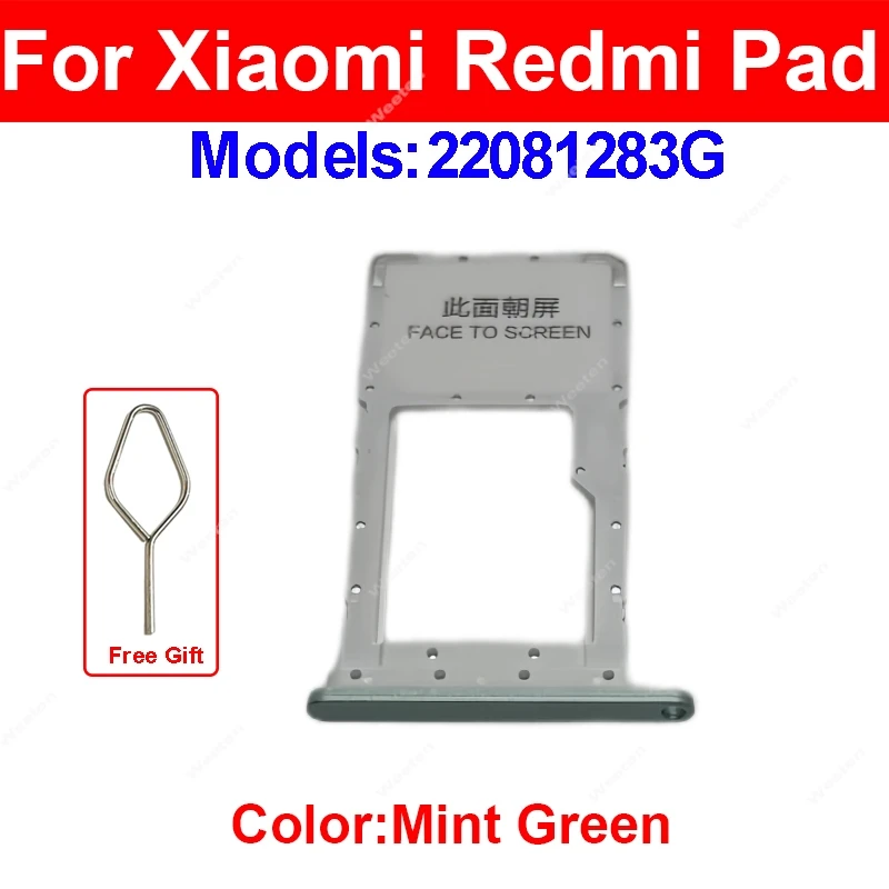 Vassoio scheda SIM per Xiaomi Redmi Pad 22081283 Supporto adattatore per lettore slot per scheda SIM G per parti di riparazione di ricambio Redmi Pad SE  7