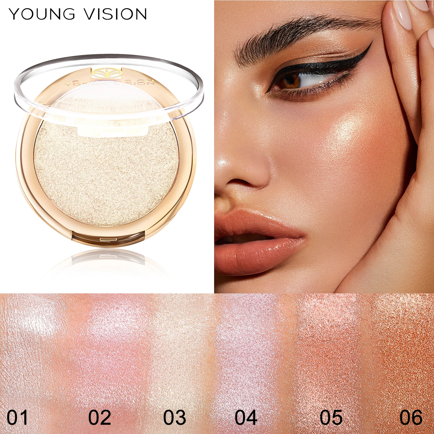 1pc polarized high gloss powder, brightening, fixing, beautifying, powder, modifying contour, three-dimensional nose shadow 3