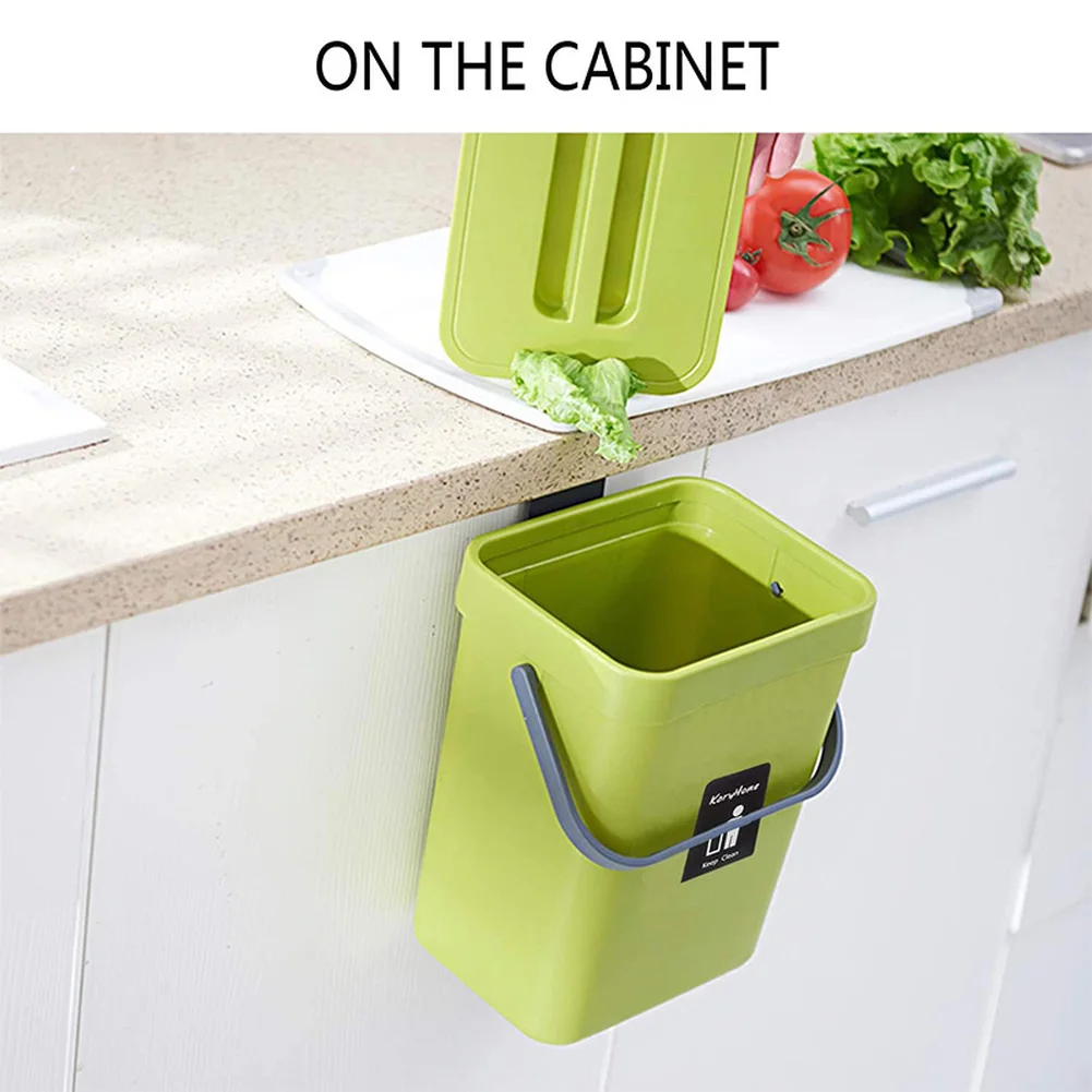 Compost Bin For Kitchen Counter Hanging Small Trash Can With Lid Under Sink3l 5l Mountable Compost Bucket Kitchen Trash Bins - Waste Bins - AliExpress
