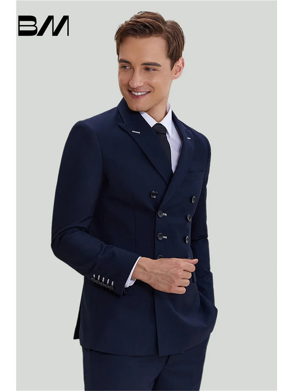 Elegant Double Button Men Suits Peak Lapel Groom Tuxedos Groomsmen Wedding Suit Prom Blazer 2 Pieces Prom Jacket Pants