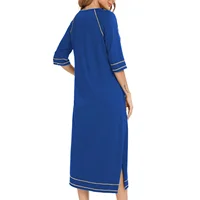 Newce Womens Zipper Robe with 3/4 Sleeves, Full Length Loungewear Dress with Pockets - Comfortable Nightgown and Long Bathrobe  3