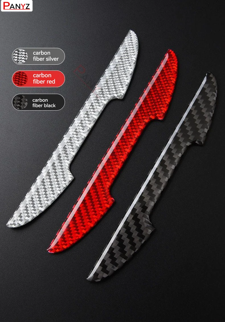 4pcs Car Door Anti-collision Strip Car Mirror Carbon Fiber Protective Tape Body Anti-scratch Stick Decorative