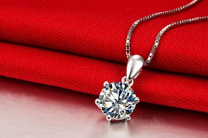 1.5 Carat Lab Diamond Solitaire Pendant Necklace Tibetan Silver S925 Choker Statement Necklace Women Gift Fashion Jewelry