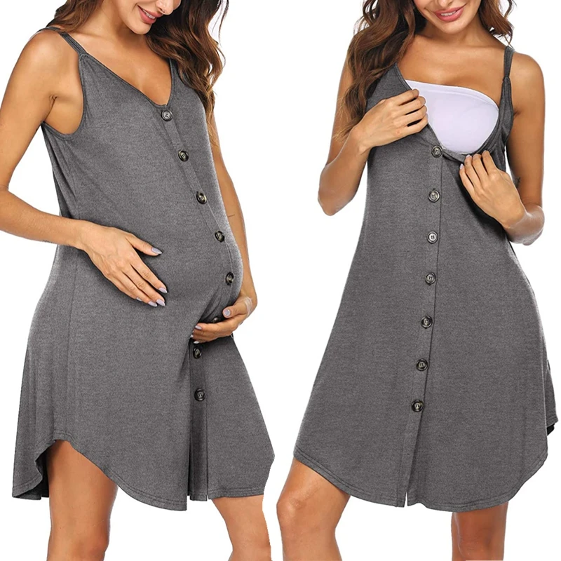 

Maternity Labor And Delivery Gown For Hospital Pregnant Women Pajamas Pregnancy Nightwear Nightgown Breastfeeding Sleepwear