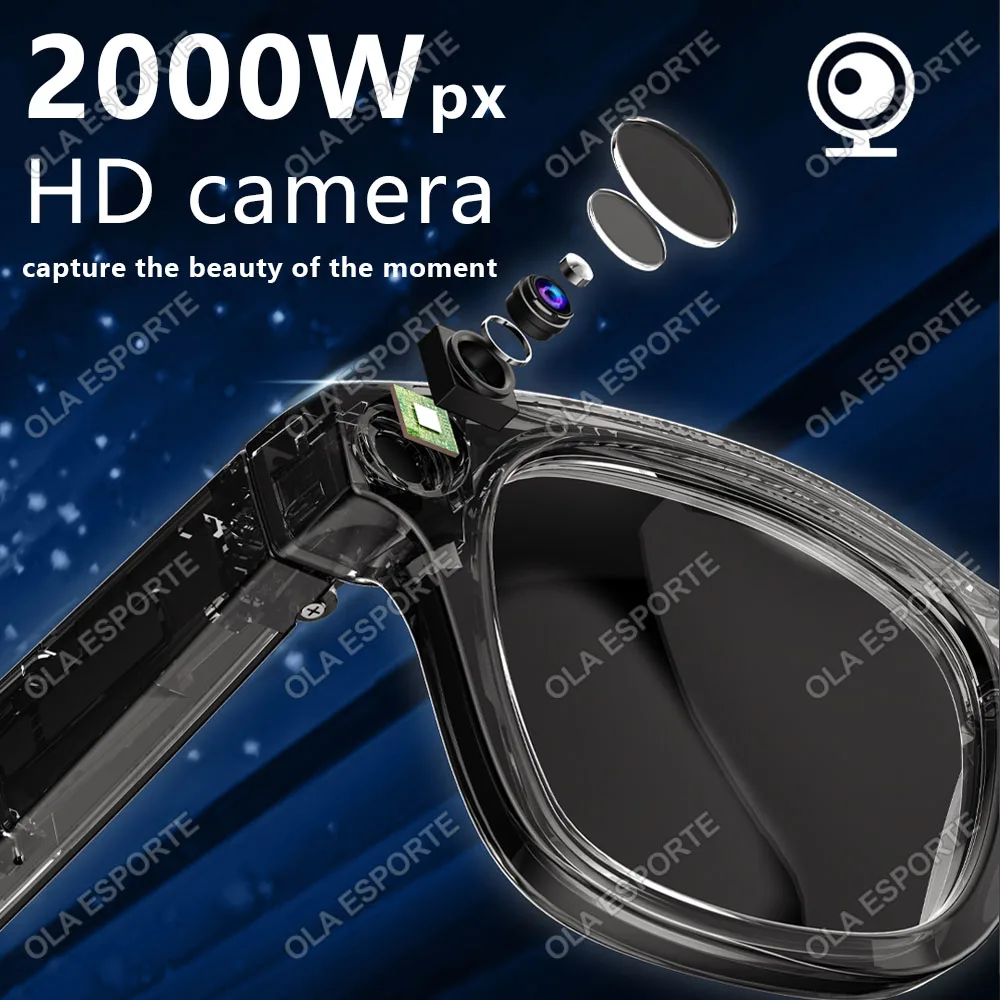 2026 Smart Glasses 5MP HD Camera AI Glasses Camera Photo Video Recording Call Waterproof Anti-blue Camera Sunglasses Man Women