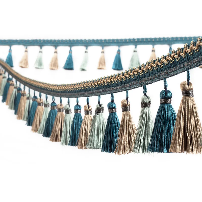 Description Picture 6 of itemTassel Fringe Lace Edging Trim Sewing Ribbon Crystal Bead Upholstery Tassel Sewing Craft DIY Luxury Accessories Decoration