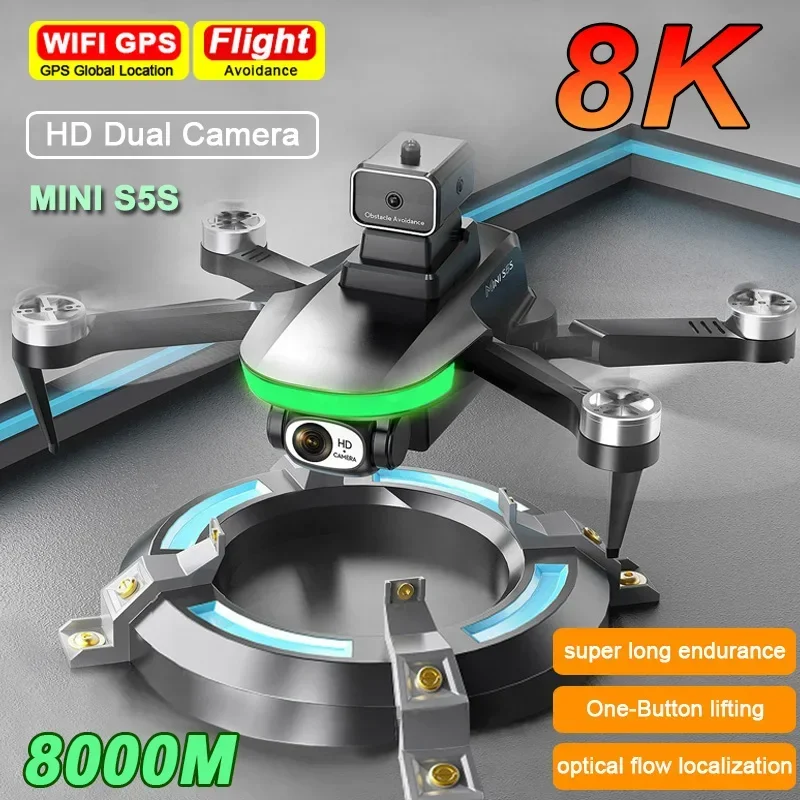 Mini S5S drone quadcopter 8K professional dual camera obstacle avoidance optical flow brushless motor RC drone foldable