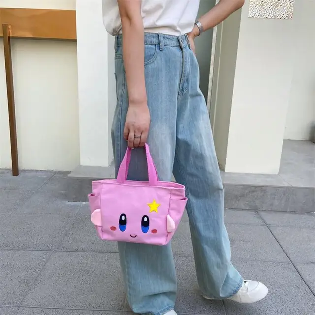 Kawaii Sanriod Kirby Anime Hobby Cinnamoroll Mymelody Cute Japanese Large-Capacity Canvas Handbag Mobile Phone Cosmetic Bag 1