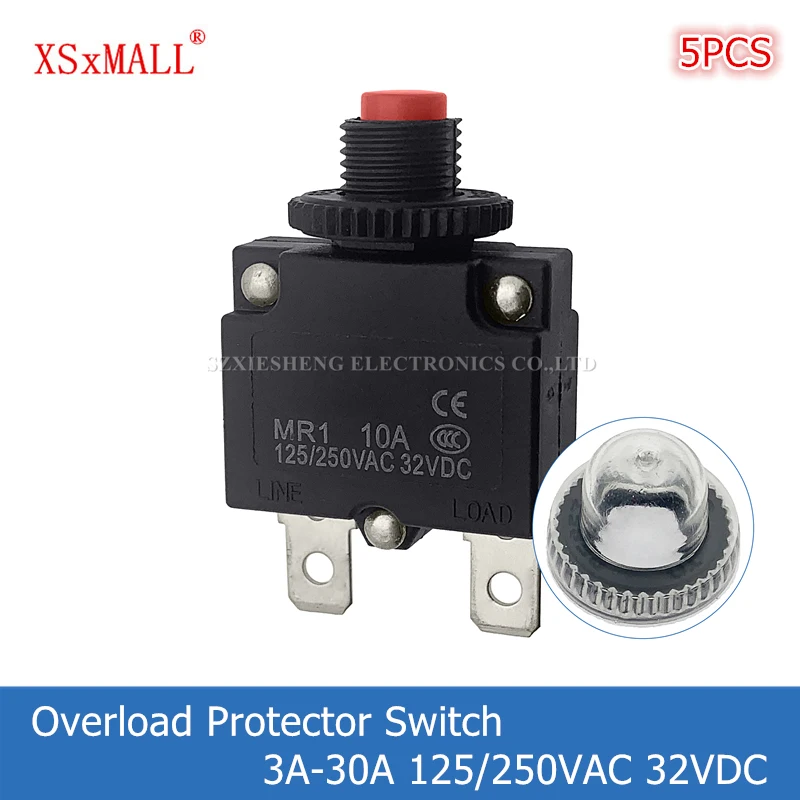 

5PCS Circuit Breaker Overload Protector Switch Fuse 3A 4A 5A 6A 7A 8A 10A 11A 13A 15A 18A 20A 25A 30A With Waterproof Cap Cover