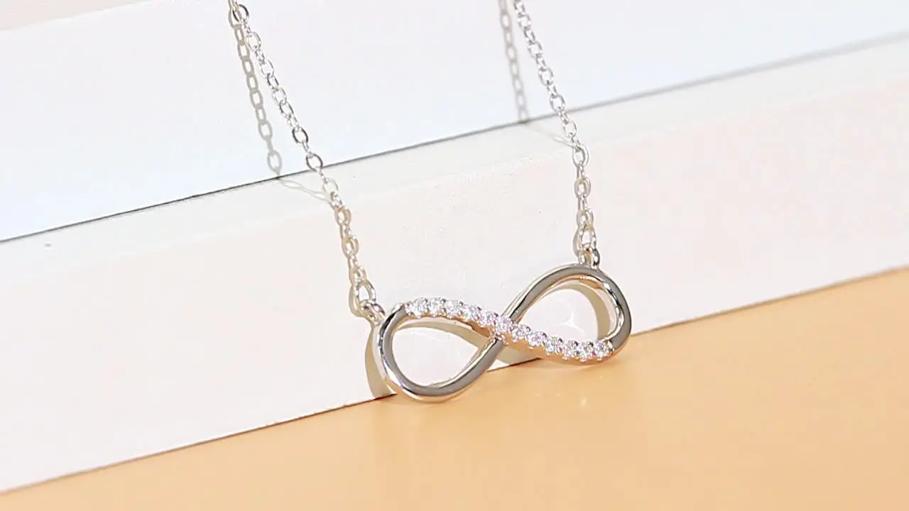CWWZircons S925 Sterling Silver Fine Infinity Pendant Necklace