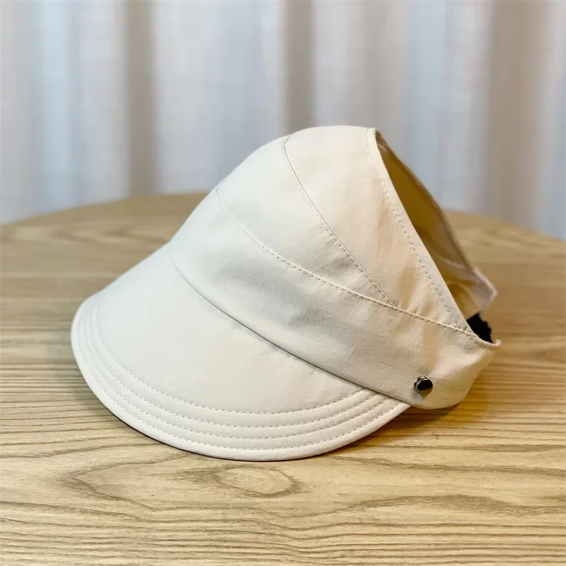 Hot Sale Summer Visors Empty Top Wide Women Anti UV Sunscreen Bucket Female Sun Protection Casual Beach Cap Fisherman Hat Outdoor_mkmklike.com