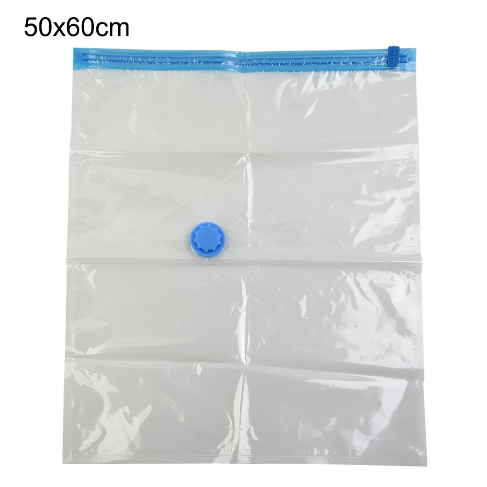 Transparent Vacuum Storage Bags with Valve - Space-Saving Compression Organizers for Towels, Clothes, and Blankets