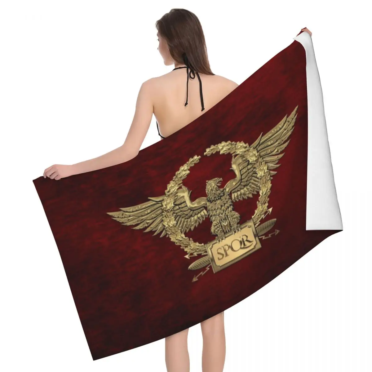 

Gold Roman Imperial Eagle Breathable Microfiber Bath Beach Towel Quick Drying Military Rome Bathroom Sports Towels