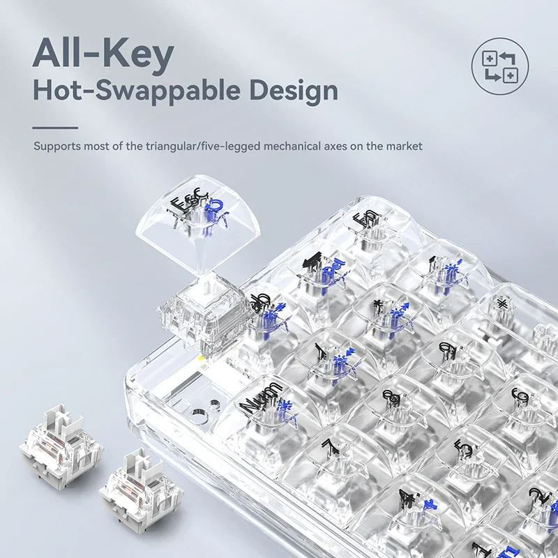ATTACK SHARK K21 기계식 키보드, BT/2.4G/USB-C 연결, 다채로운 조명, PC 노트북용 풀키 핫스왑