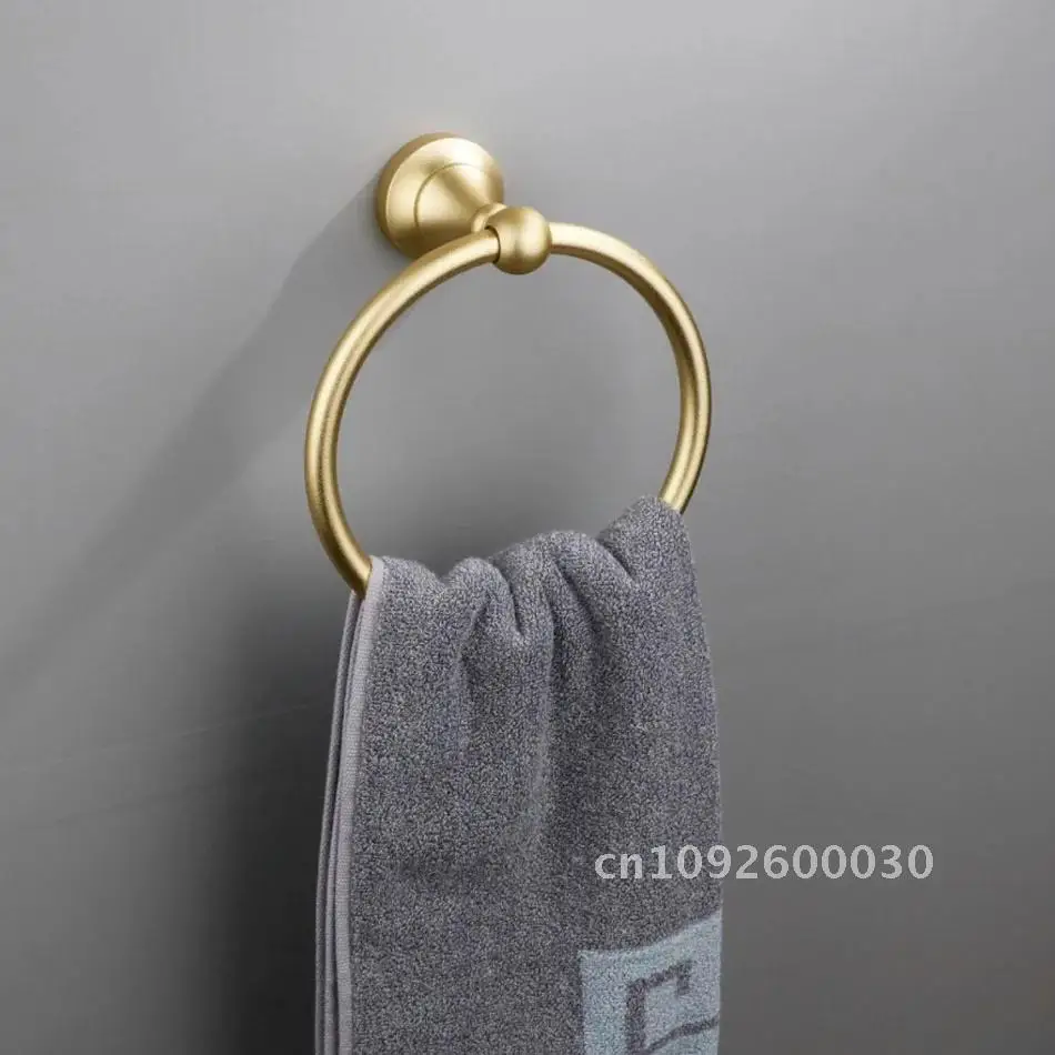 Towel Kitchen for Bathroom Ring Lavatory Wall Mounted Space Aluminum Holder Black Shelf Round Gold Matte Ring Sliver Towel Bath