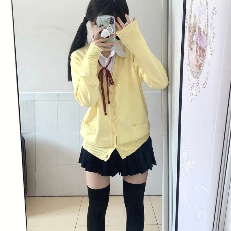 Xgoth Original Anime Yellow Jk Uniform Sweater Jacket Spring