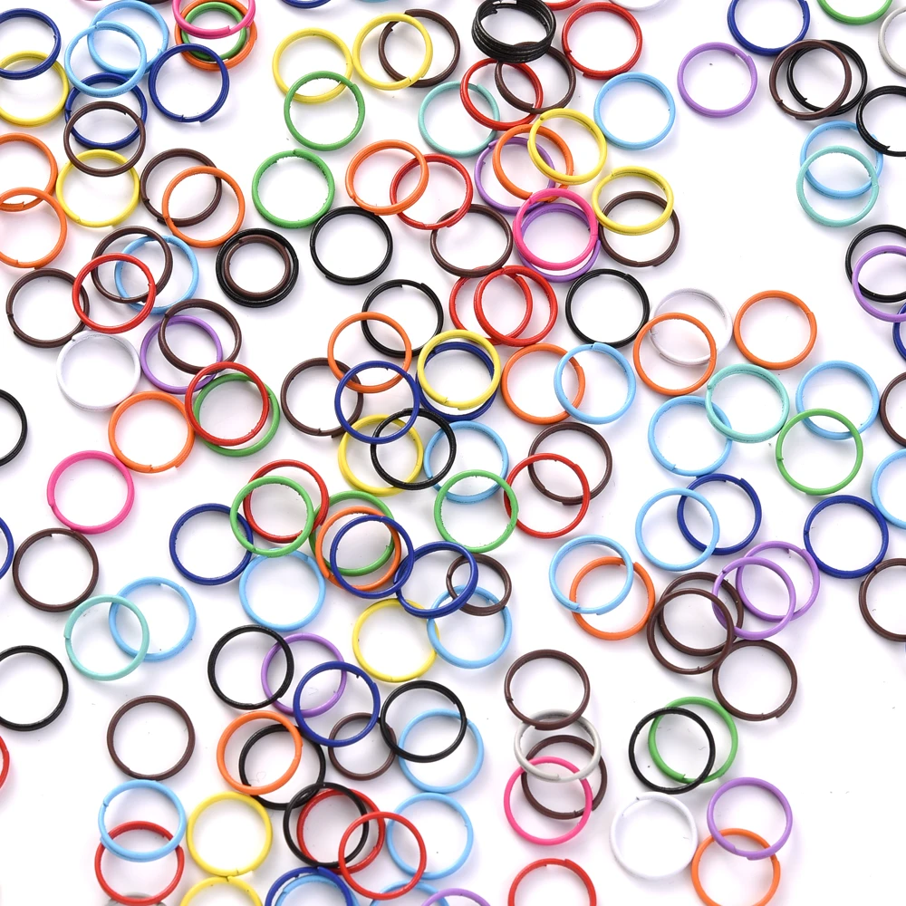 100pcs Colorful Painted Iron Rings for DIY Accessories and Keychains