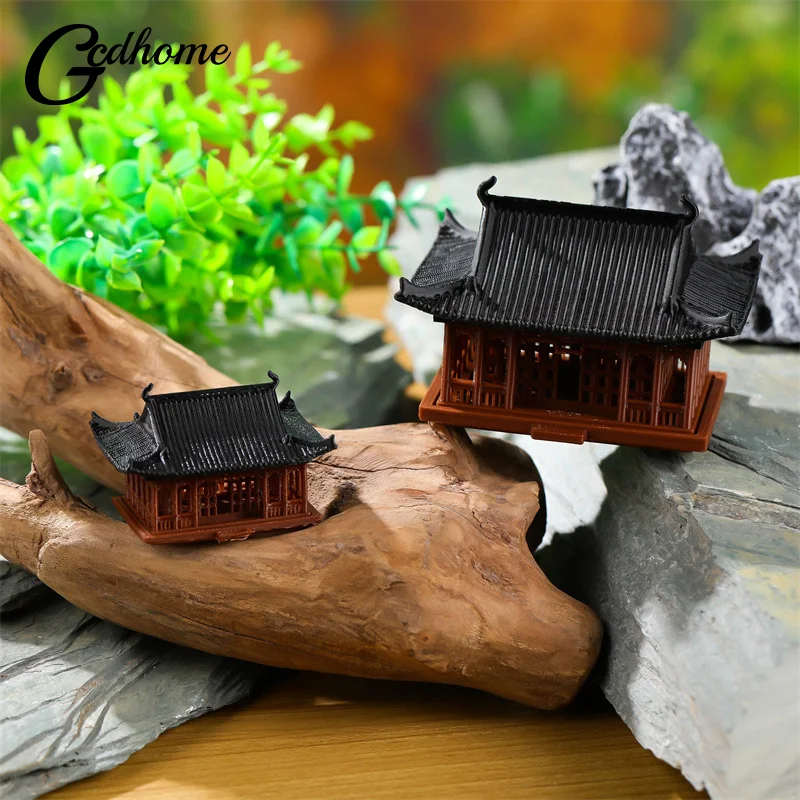 Miniature Pavilion Figurine Bonsai Nament Garden Decor Micro Landscape Statue Gazebo Model Zen Garden Supplies Yard Rockery