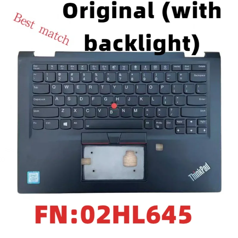 

95%new Original for Lenovo ThinkPad X390 X395 Yoga palmrest US keyboard upper cover Backlight 02HL645