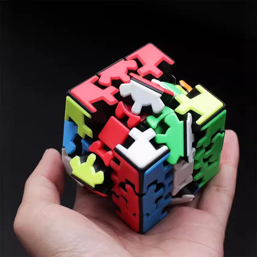 기어 큐브 3x3x3 속도 3D 모양 솔리드 컬러 장비 큐브 퍼즐 전문적인 부드러운 스트레스 해소 어린이 성인 관심 장난감
