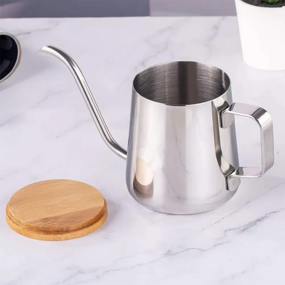 Drip Kettle 250ml 350ml Coffee Tea Pot Non-stick Coating Food Grade Stainless Steel Gooseneck Drip Kettle Swan Neck Thin Mouth