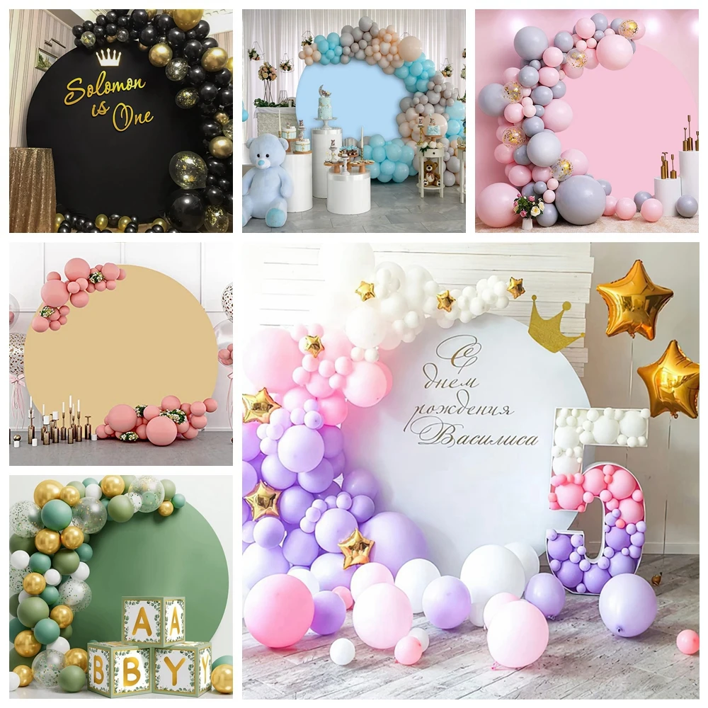 Redondo Personalizado Círculo Fotografia Fundo Photo Studio Prop Decoração do Chuveiro do Bebê Feliz Aniversário Festa Casamento Branco - Image 2