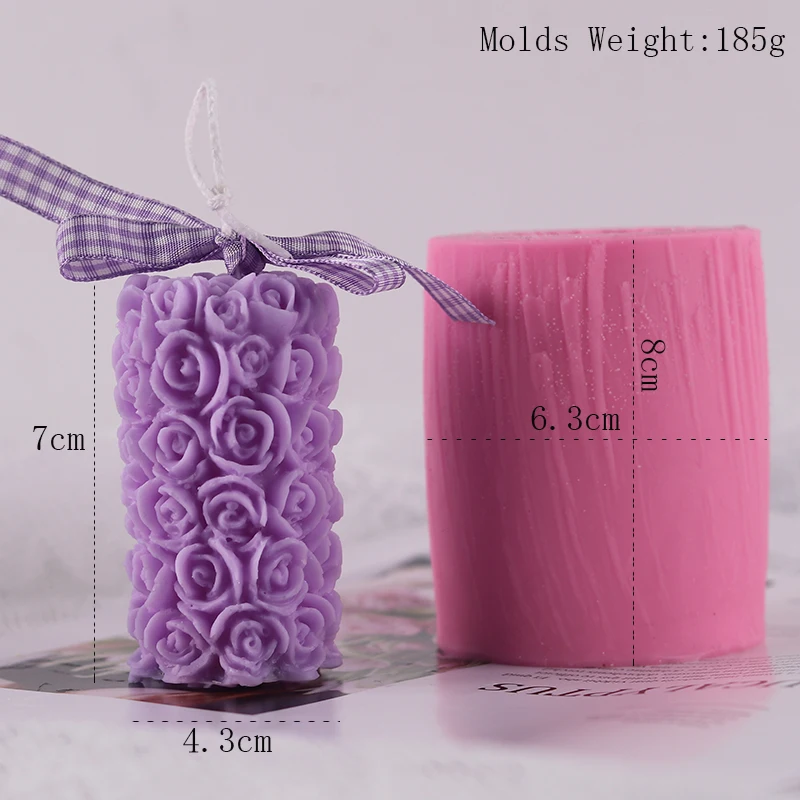 Stampi per candele di san valentino fai da te 3D cilindro in rilievo rosa  forma a