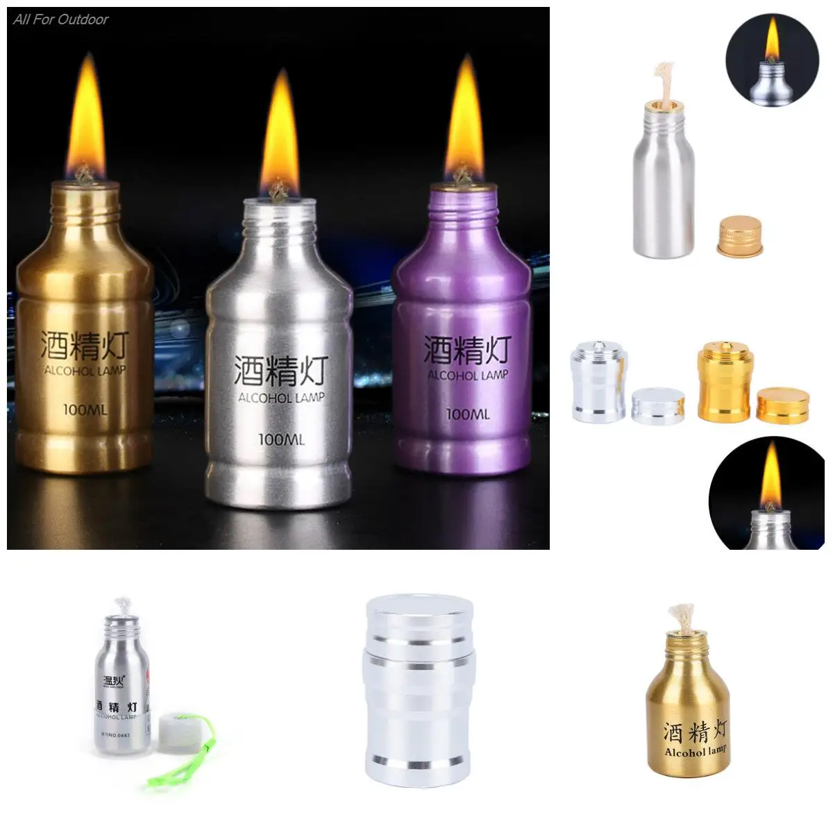 Metal Alcohol Lamp Portable Liquid Stoves For Outdoor Survival Camping Hiking Travel Without Alcohol