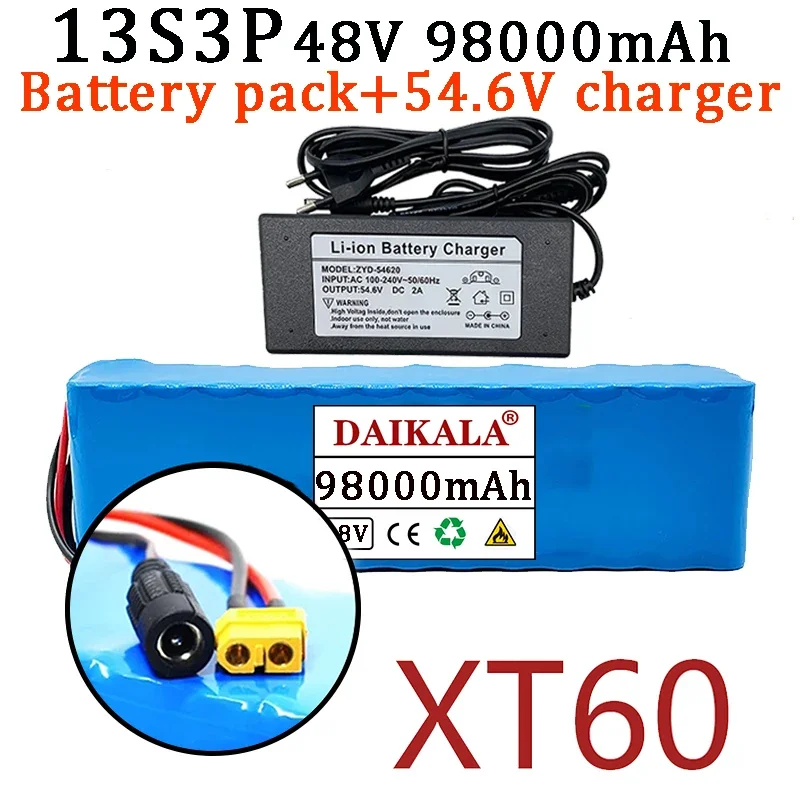 

48v lithium ion battery 48v 98Ah 1000w 13S3P Lithium ion Battery Pack For 54.6v E-bike Electric bicycle Scooter with BMS+charger