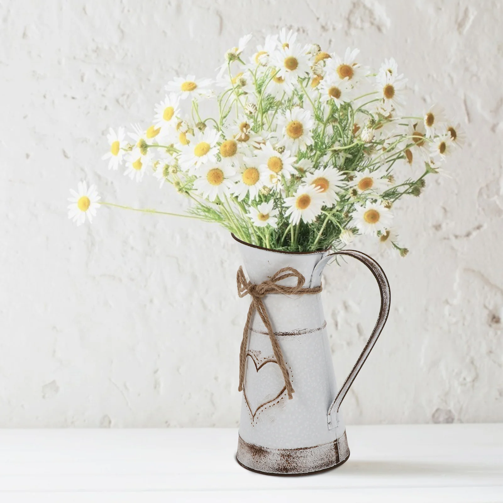 

Vase Flower Metal Farmhouse Pitcher Jug Bucket Rustic Galvanized Decor Flowers For Milk Can Planter Chic Shabby Vintage Pot