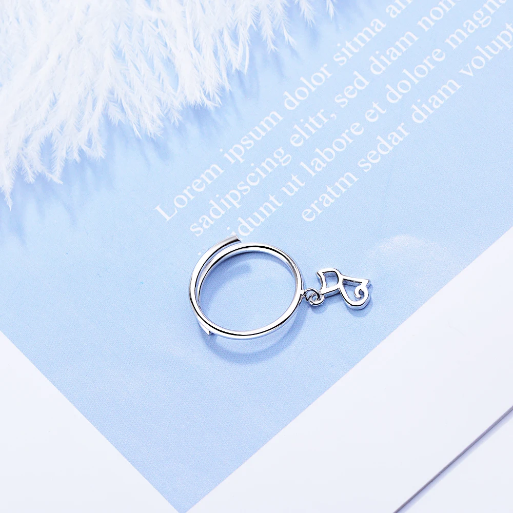 Solid Real Sterling Silver Fine Jewelry Cat Opening Ring - PeticaDeals
