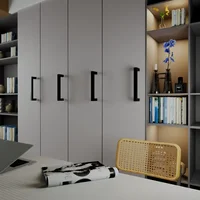 สแควร์เฟอร์นิเจอร์ฮาร์ดแวร์สีดําตู้สแตนเลสสตีลลูกบิดประตูตู้ตู้เสื้อผ้าลิ้นชักดึง 5