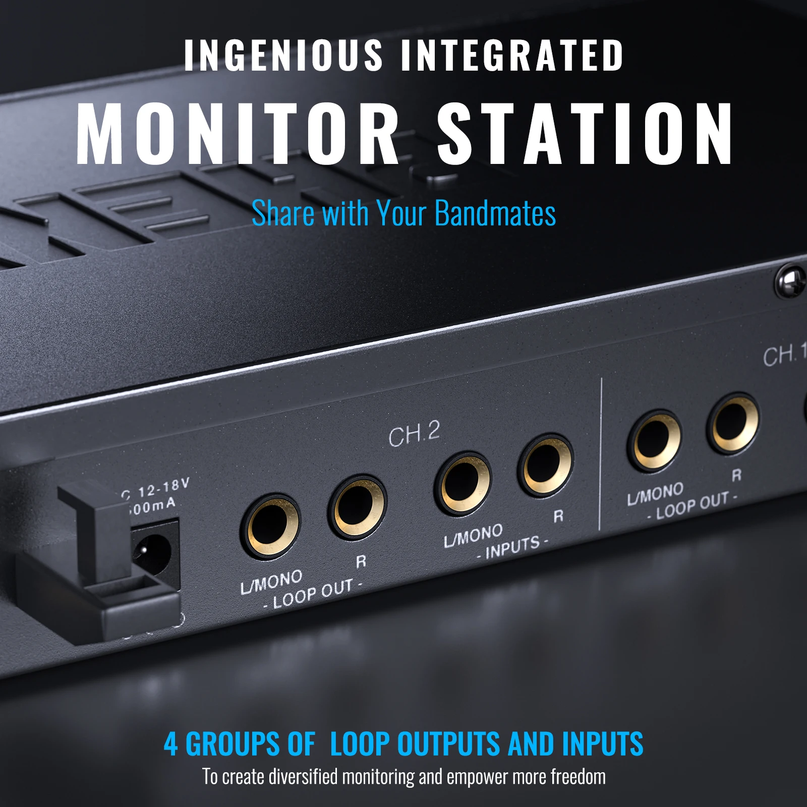Phenyx pro PTM-33 Wireless 4-Channel Mono In-ear Monitor System Rack Mount for Church Wedding wireless ear monitor system