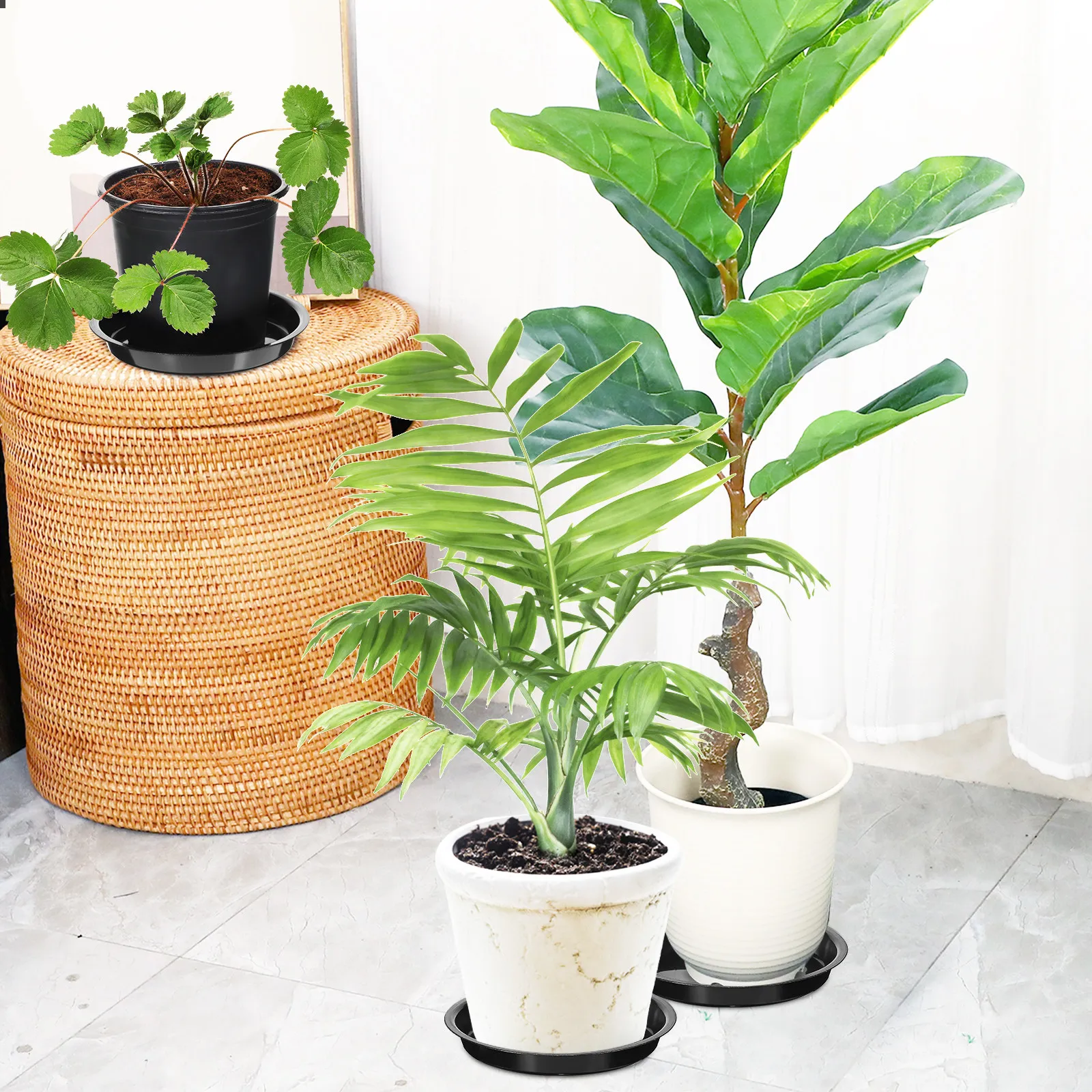 Sottovasi Rotondi In Ceramica Bianca Da 10,2 Cm - Set Da 2 Per Piante Grasse E Cactus, Ideali Per Interni Ed Esterni, Vasi E Piattini
