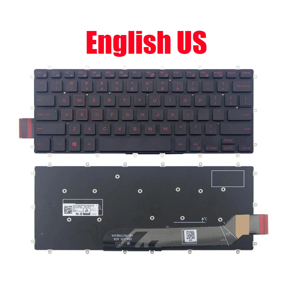 

Клавиатура для ноутбука DELL Inspiron 14 7466 7467 0J2X54 J2X54 PK131QT2A00 NSK-EB1SC 01, английская, английская, черная, без подсветки, Новинка