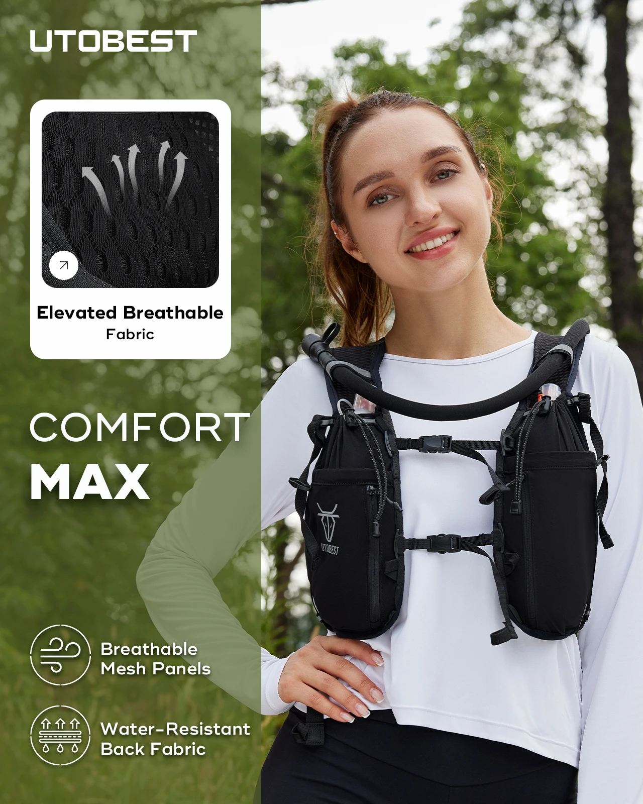 UTOBEST Running Vest For Women Men, Ultra-Light Minimalist Hydration Vest, Breathable Reflective Running Gear For - View #5