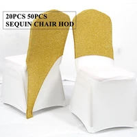 Gold And Silver Color Sequin Chair Cap Hood For Spandex Chair Cover Wedding Event Party Decoration 1