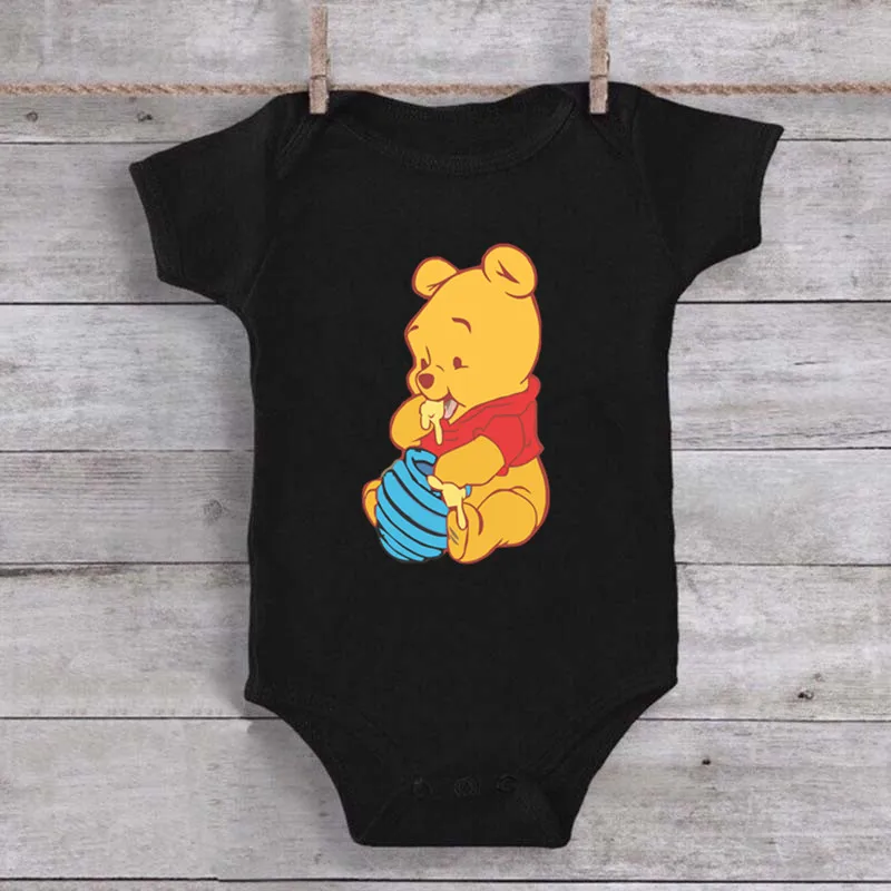 Cartoon Winnie Baby Bodysuit 100% Cotton Newborn Infant Boys Girls Clothes Summer Short Sleeve Baby Romper 4