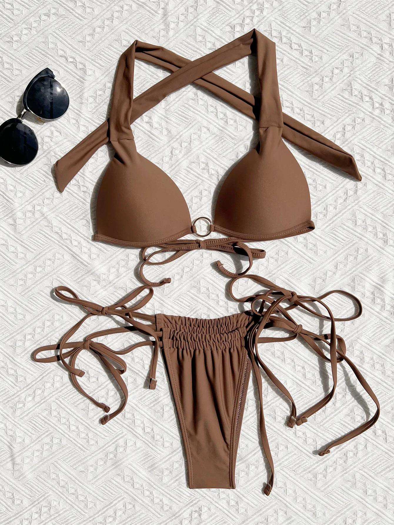 Sexy Halter Bikini 2024 Push Up Swimsuit Female Swimwear Women Two-pieces Bikini set With Bra Cup Bather Bathing Suit Swim Lady