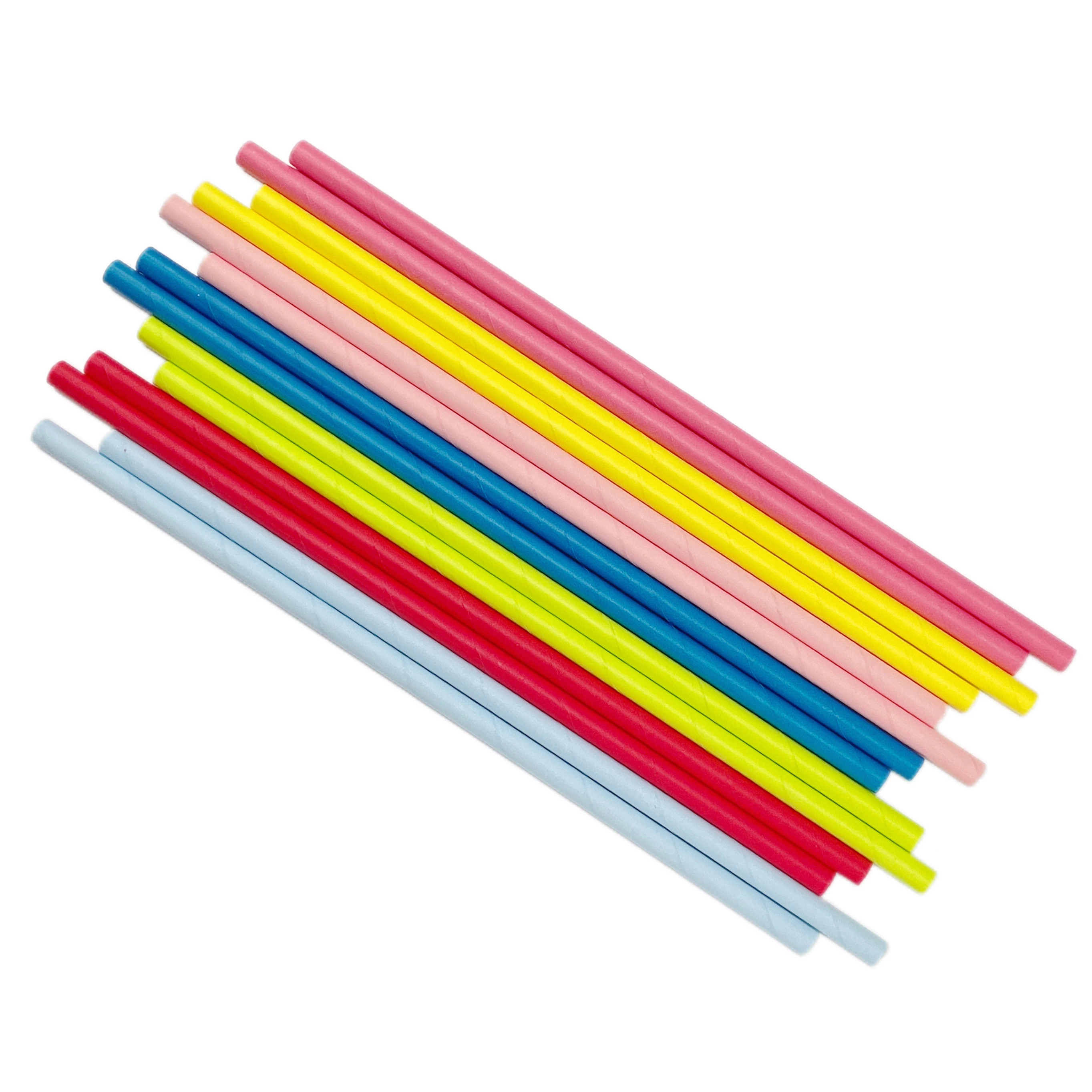 200pcs-disposable paper straws-mixed solid color-length 6*197mm-environmental and good-environmental degradable